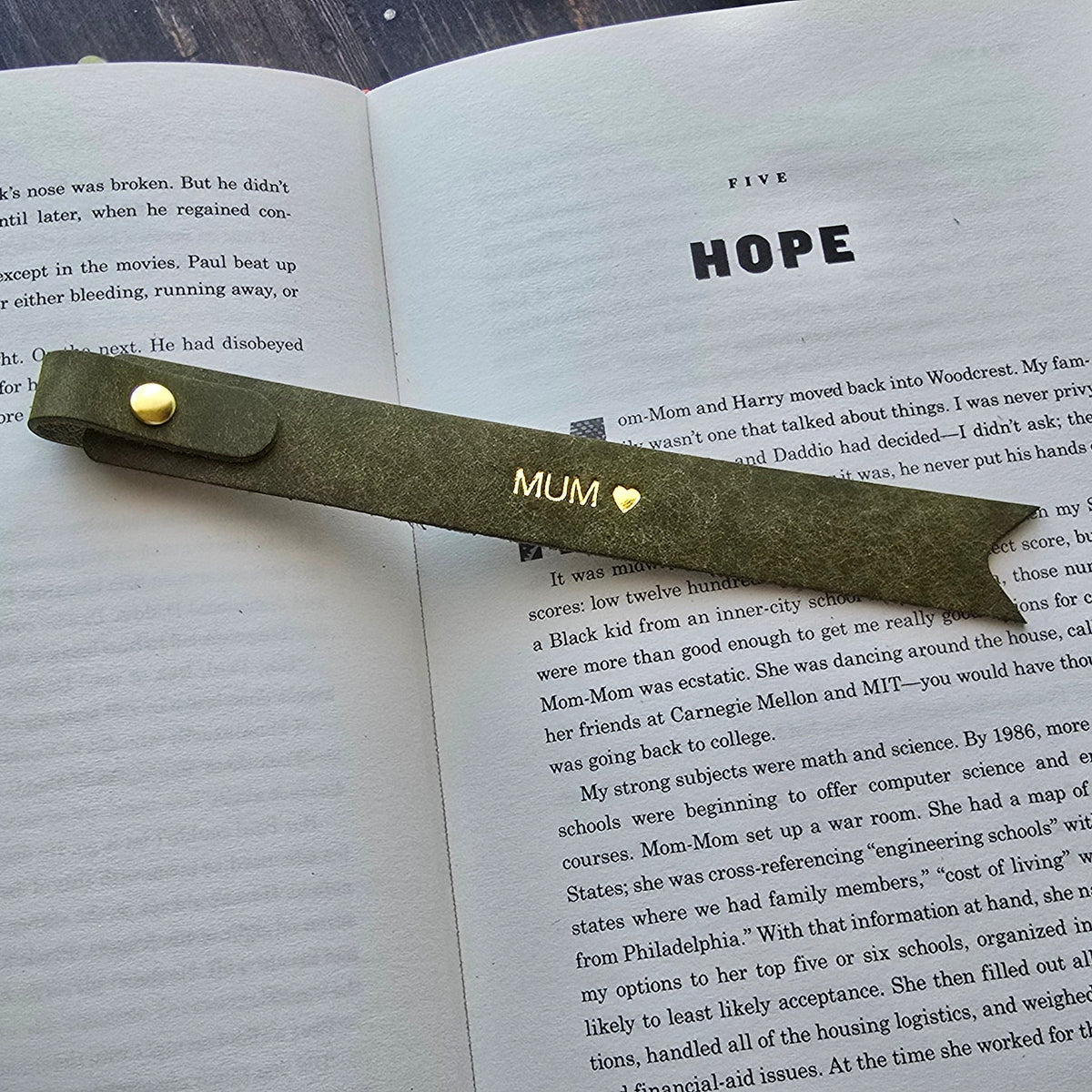 Leather bookmark for her