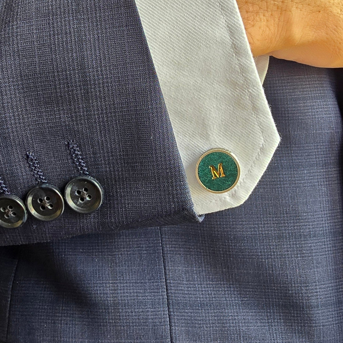 Signature Personalised Leather Cufflinks | Luxury Initial Cufflinks