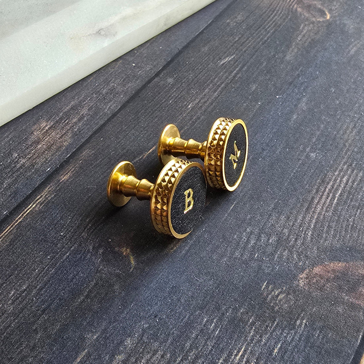 Signature Personalised Leather Cufflinks | Luxury Initial Cufflinks