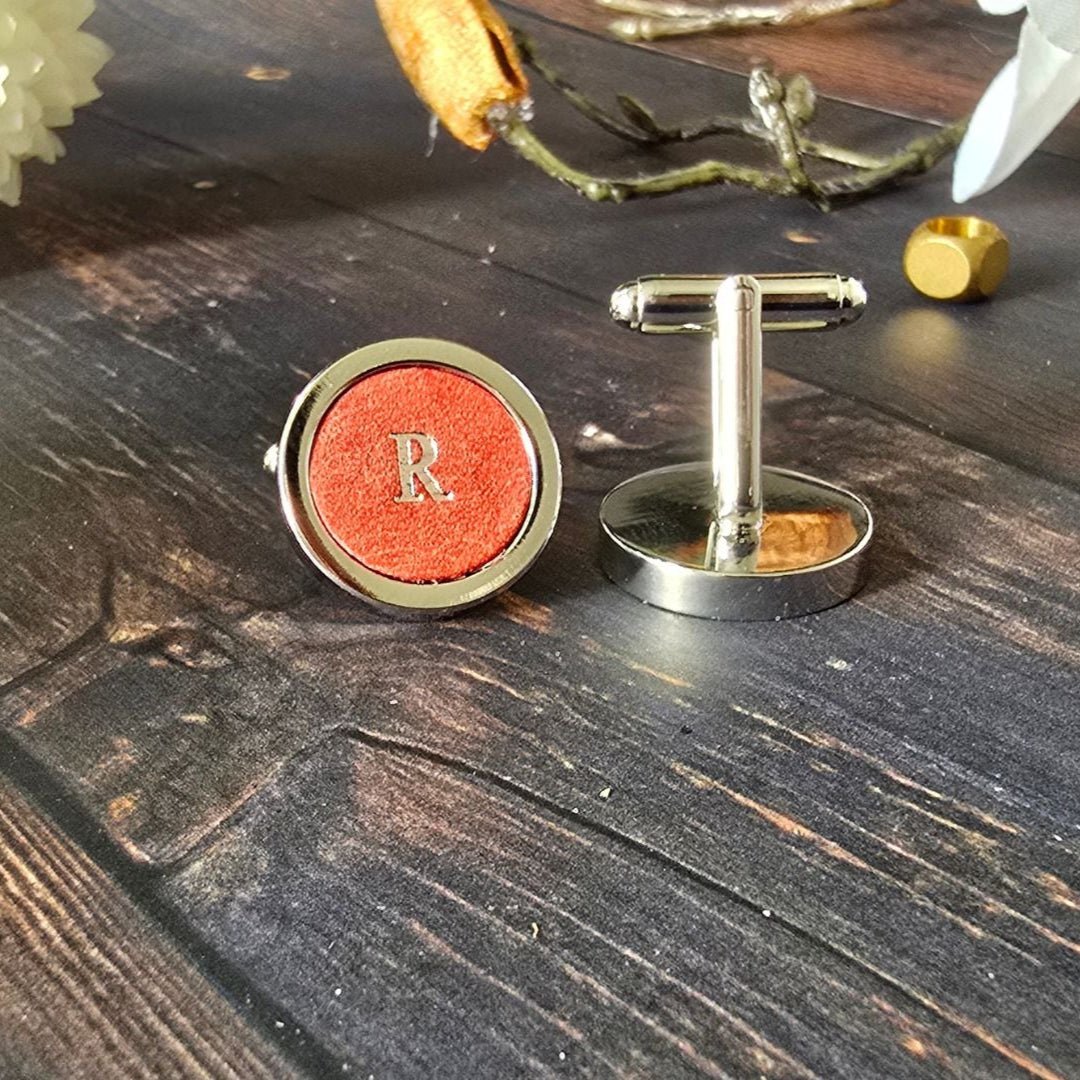 Pink Personalised Leather Cufflinks
