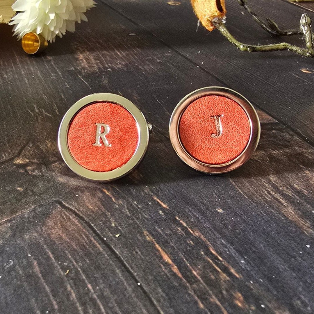 Pink Personalised Leather Cufflinks