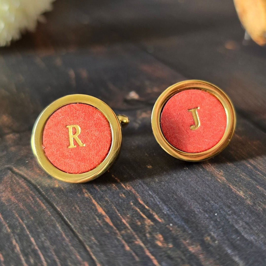 Pink Personalised Leather Cufflinks