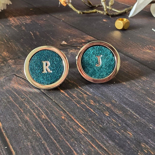 Personalised Leather Cufflinks Gift Blue