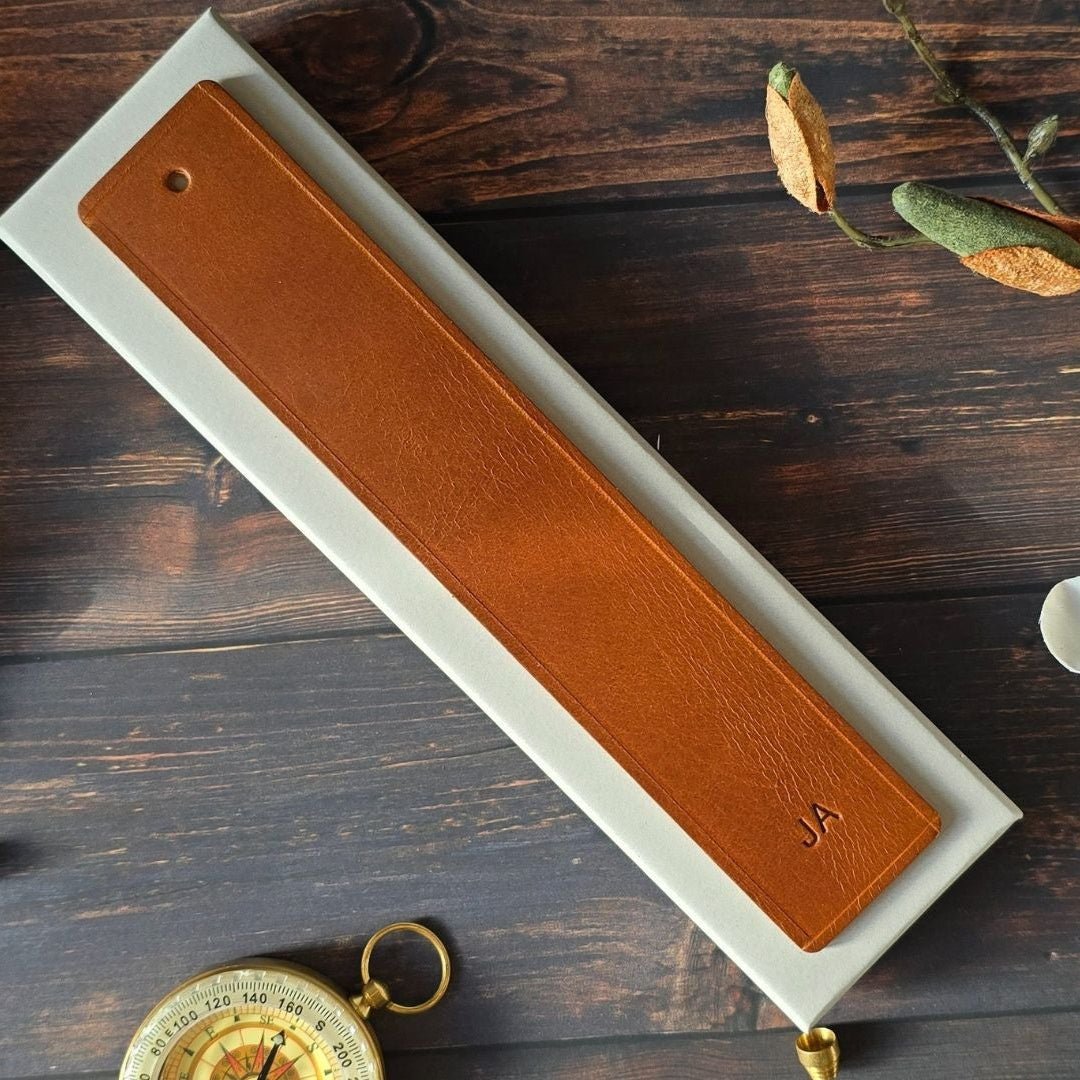 Brown Leather Personalised Bookmark
