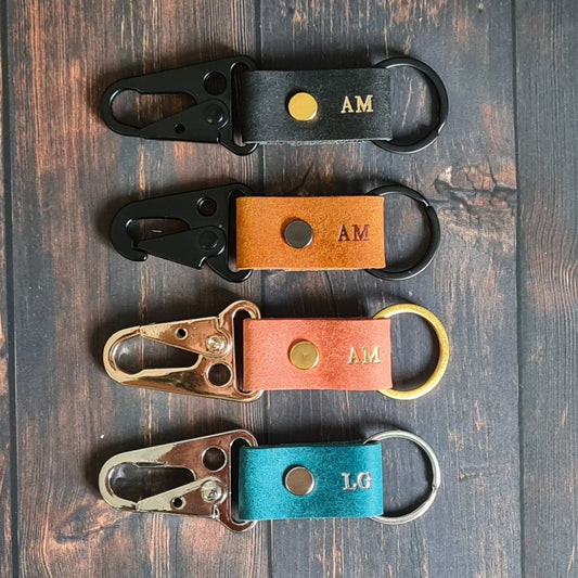 Personalised Leather Carabiner Clasp Keyring