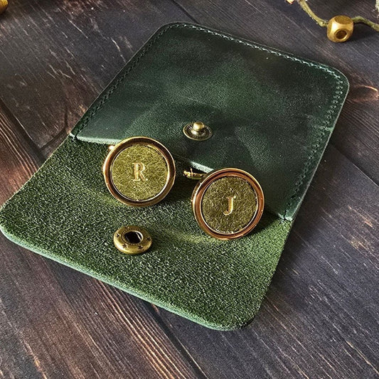 Personalised Leather Groom Cufflinks