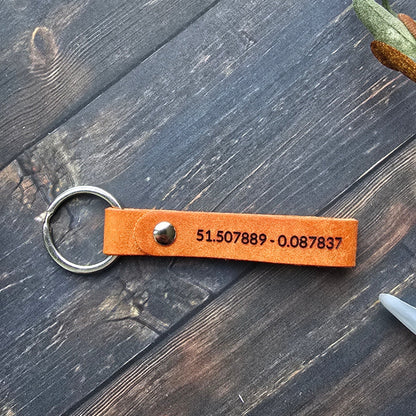 Personalised Leather Coordinates Keyring