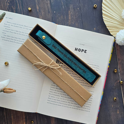 Personalised leather bookmark gift for Dad