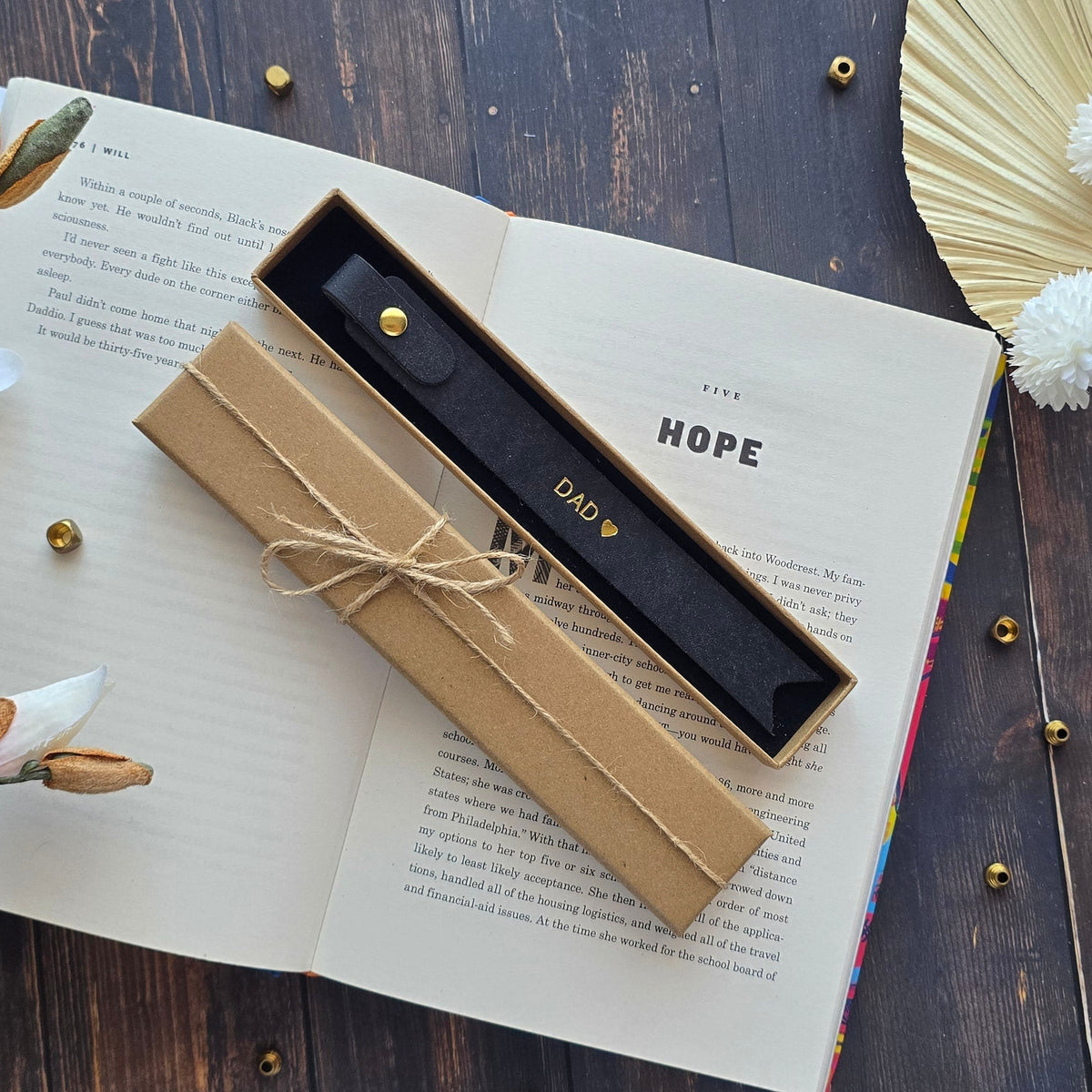 Leather bookmark gift
