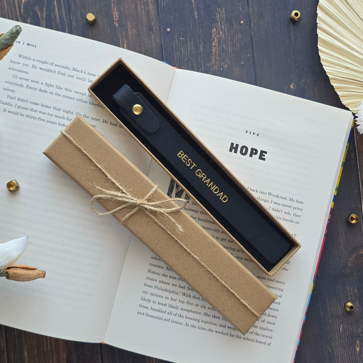 Personalised leather bookmark gift for The Best Grandad