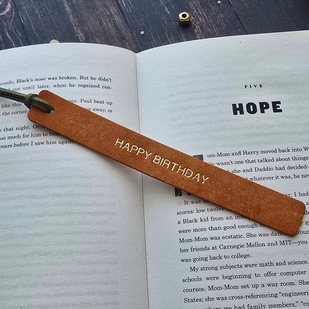 Birthday gift leather bookmark for book lover