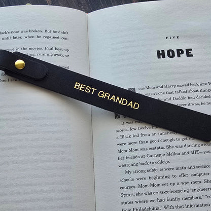 Handmade leather bookmark personalised gift