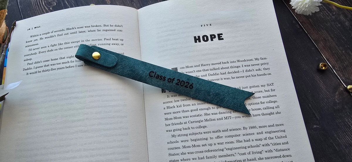 Personalised Leather Bookmark – Graduation Gift