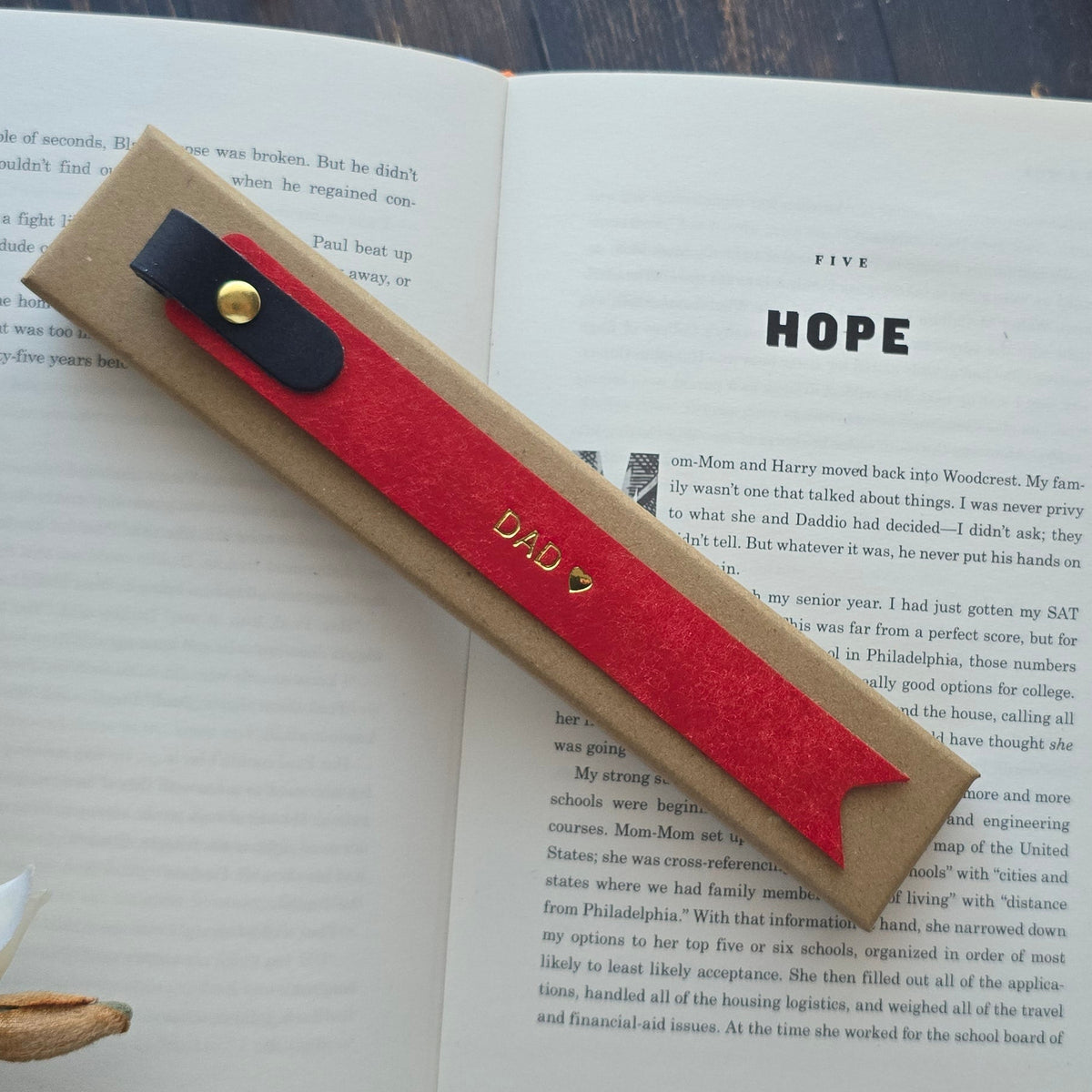 Handmade personalised Christmas leather bookmark gift