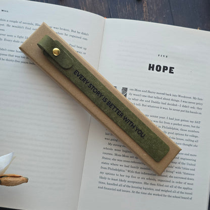 Large leather bookmark with sentimental engraving