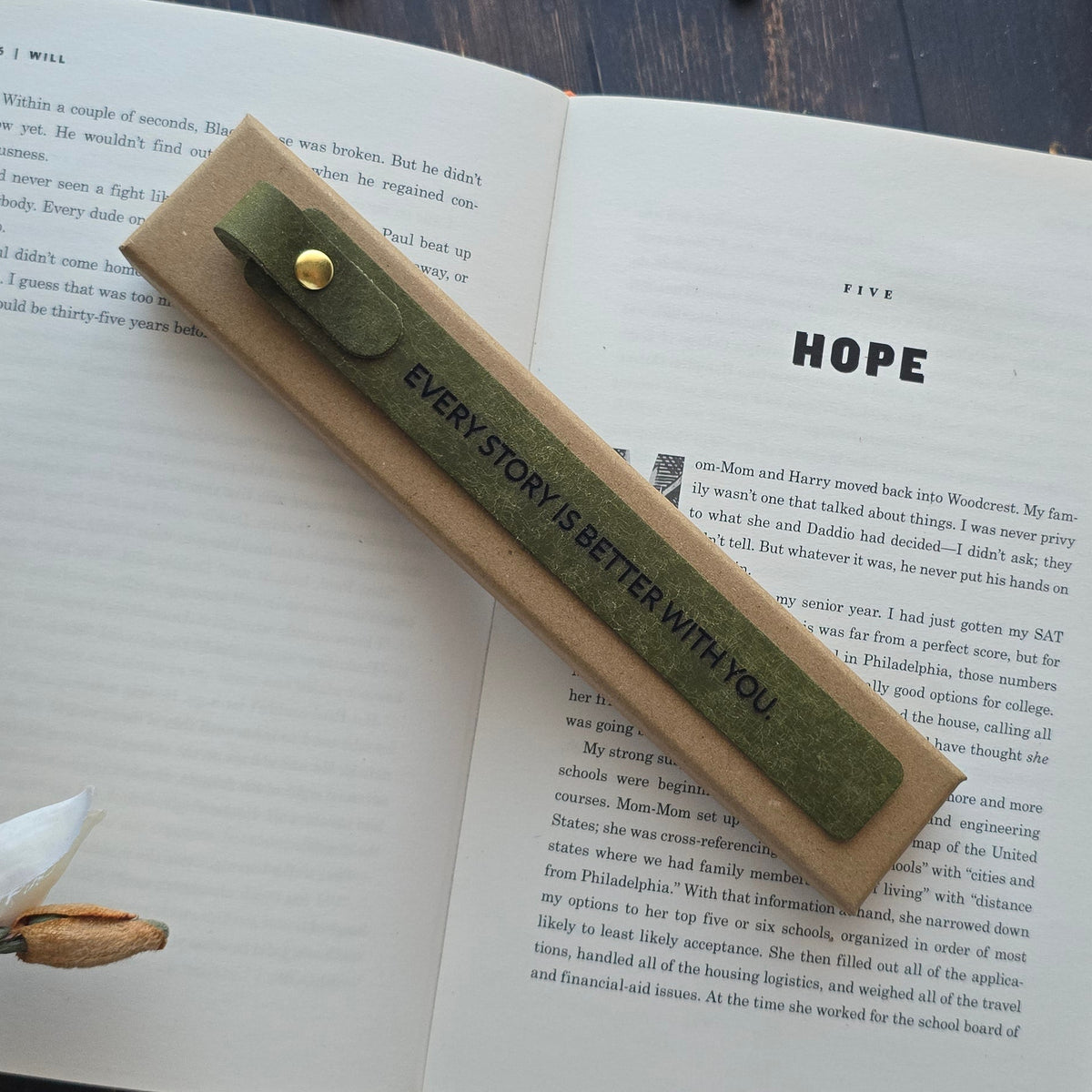 Romantic leather bookmark anniversary gift