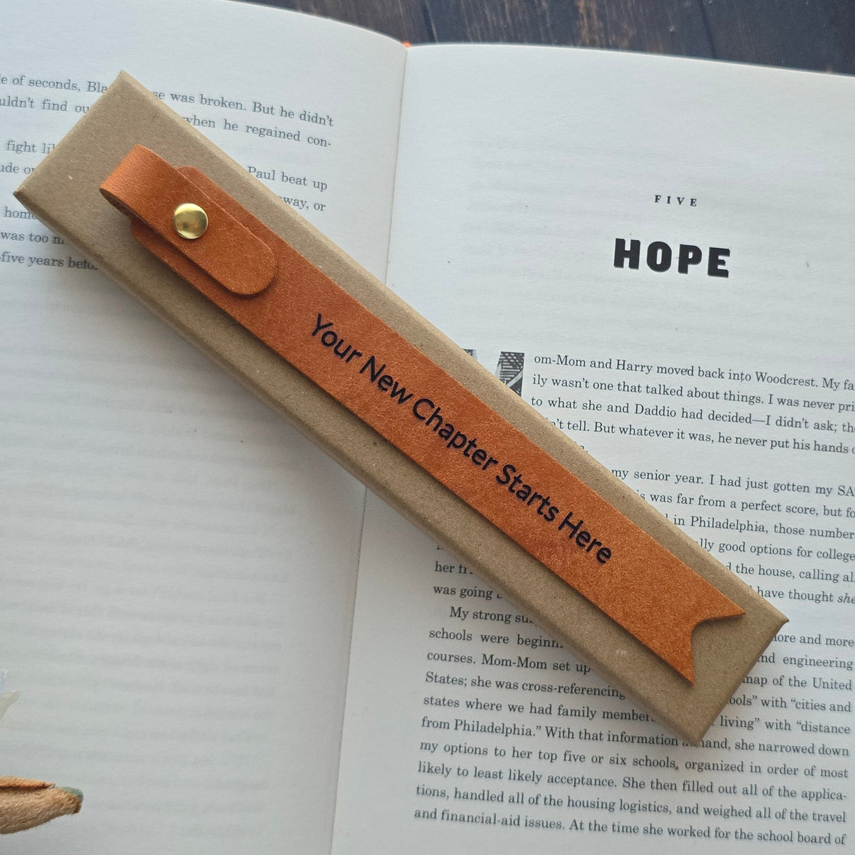 Leather bookmark graduation keepsake
