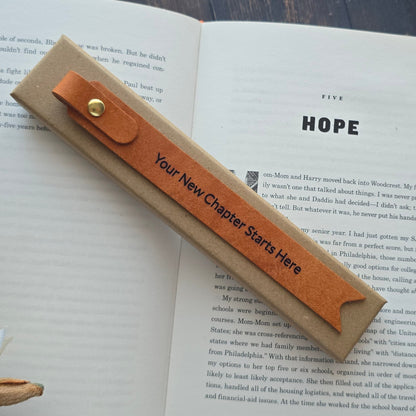 Leather bookmark graduation keepsake