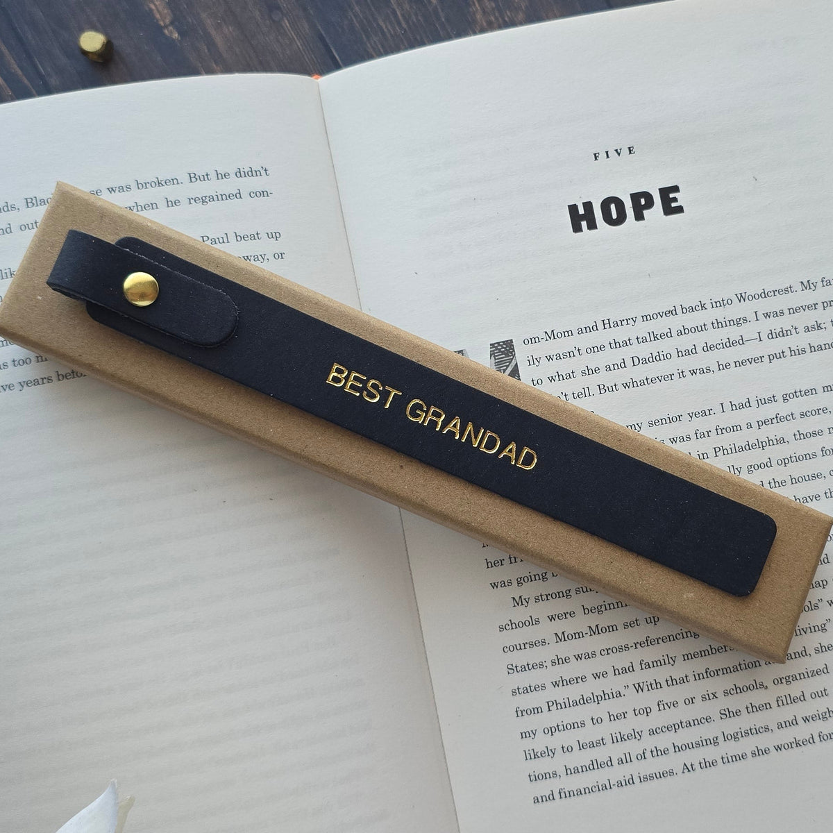 Personalised leather bookmark gift for  Best Grandad