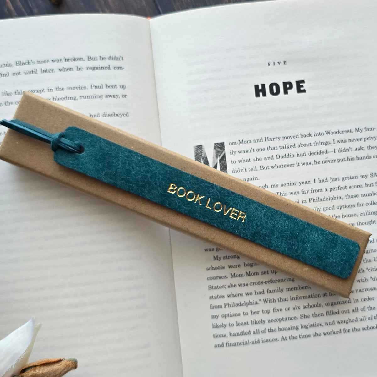Handmade personalised leather bookmark with tassel
