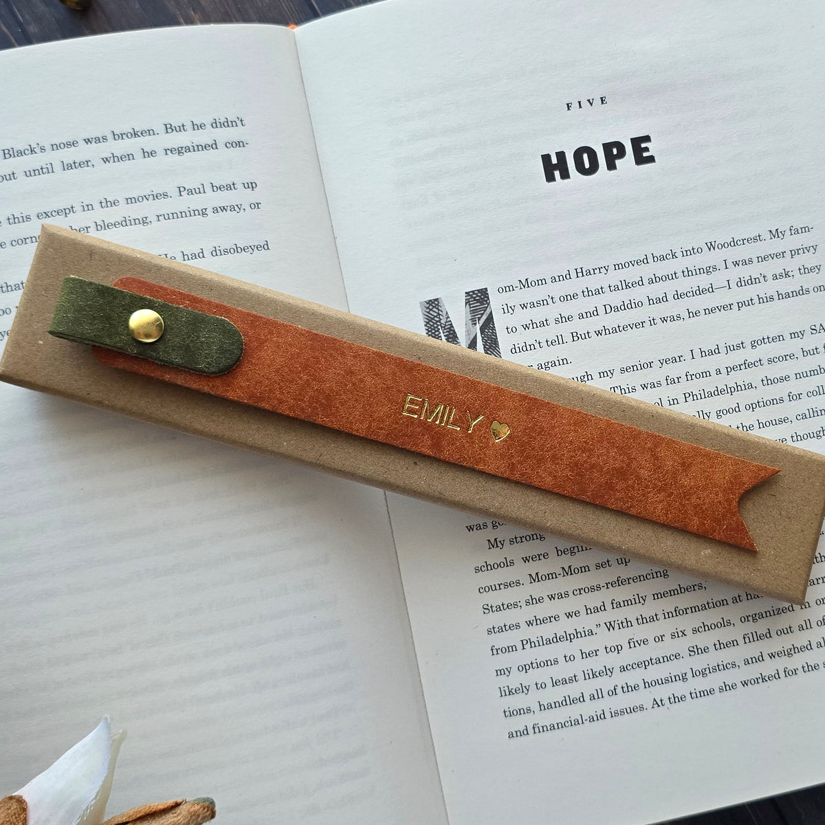 Leather bookmark for her