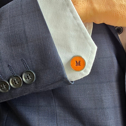 Signature Personalised Leather Cufflinks | Luxury Initial Cufflinks