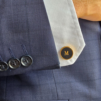 Signature Personalised Leather Cufflinks | Luxury Initial Cufflinks