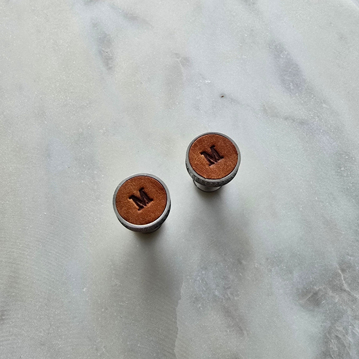 Signature Personalised Leather Cufflinks | Luxury Initial Cufflinks