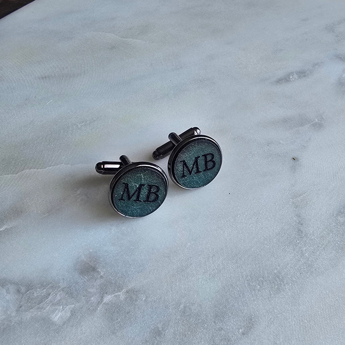 Slim Personalised Leather Cufflinks | Engraved Gift for Him
