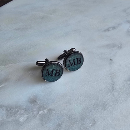 Slim Personalised Leather Cufflinks | Engraved Gift for Him