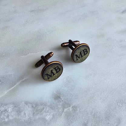 Slim Personalised Leather Cufflinks | Engraved Gift for Him