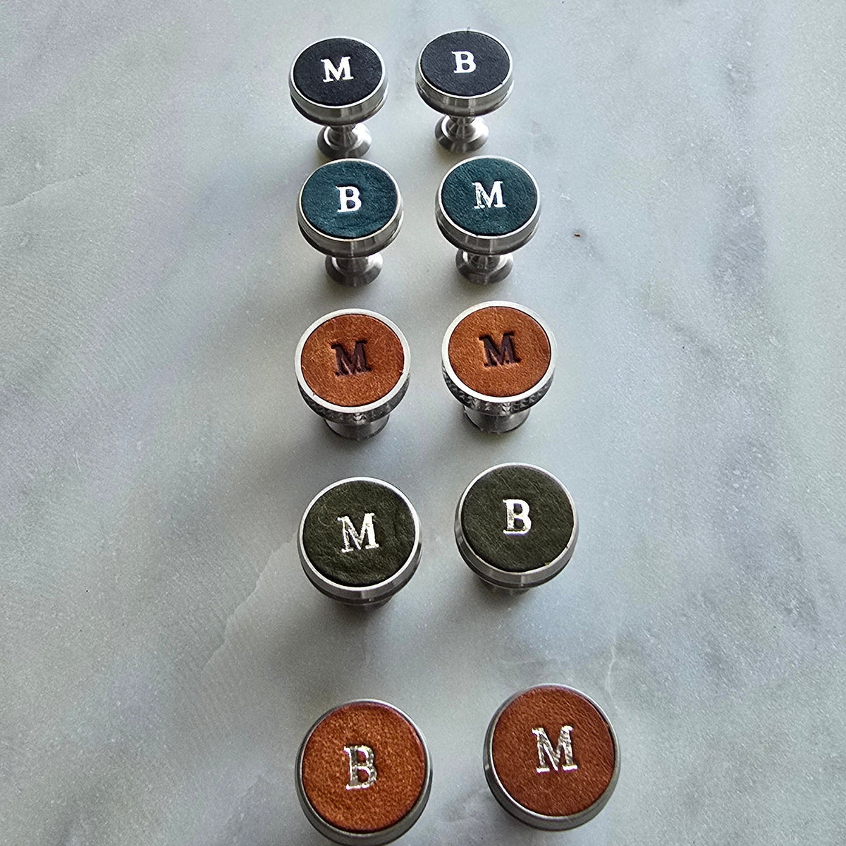 Signature Personalised Leather Cufflinks | Luxury Initial Cufflinks