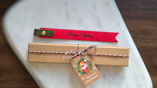 Merry Christmas Leather Personalised Bookmark