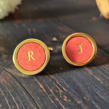 Pink Personalised Leather Cufflinks