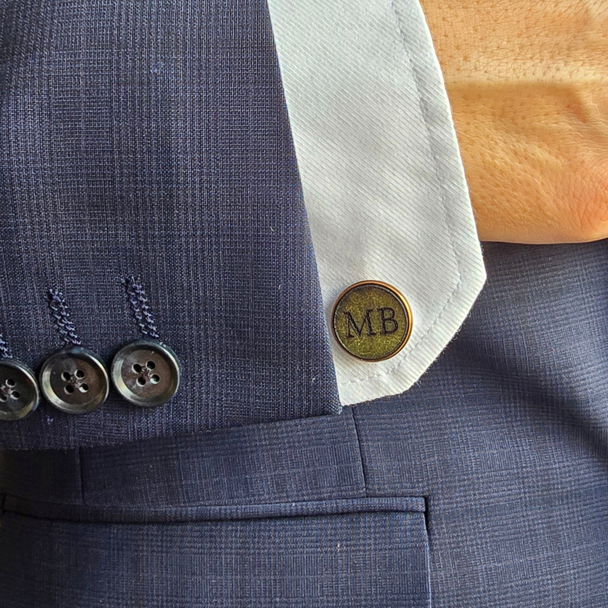 Slim Personalised Leather Cufflinks | Engraved Gift for Him