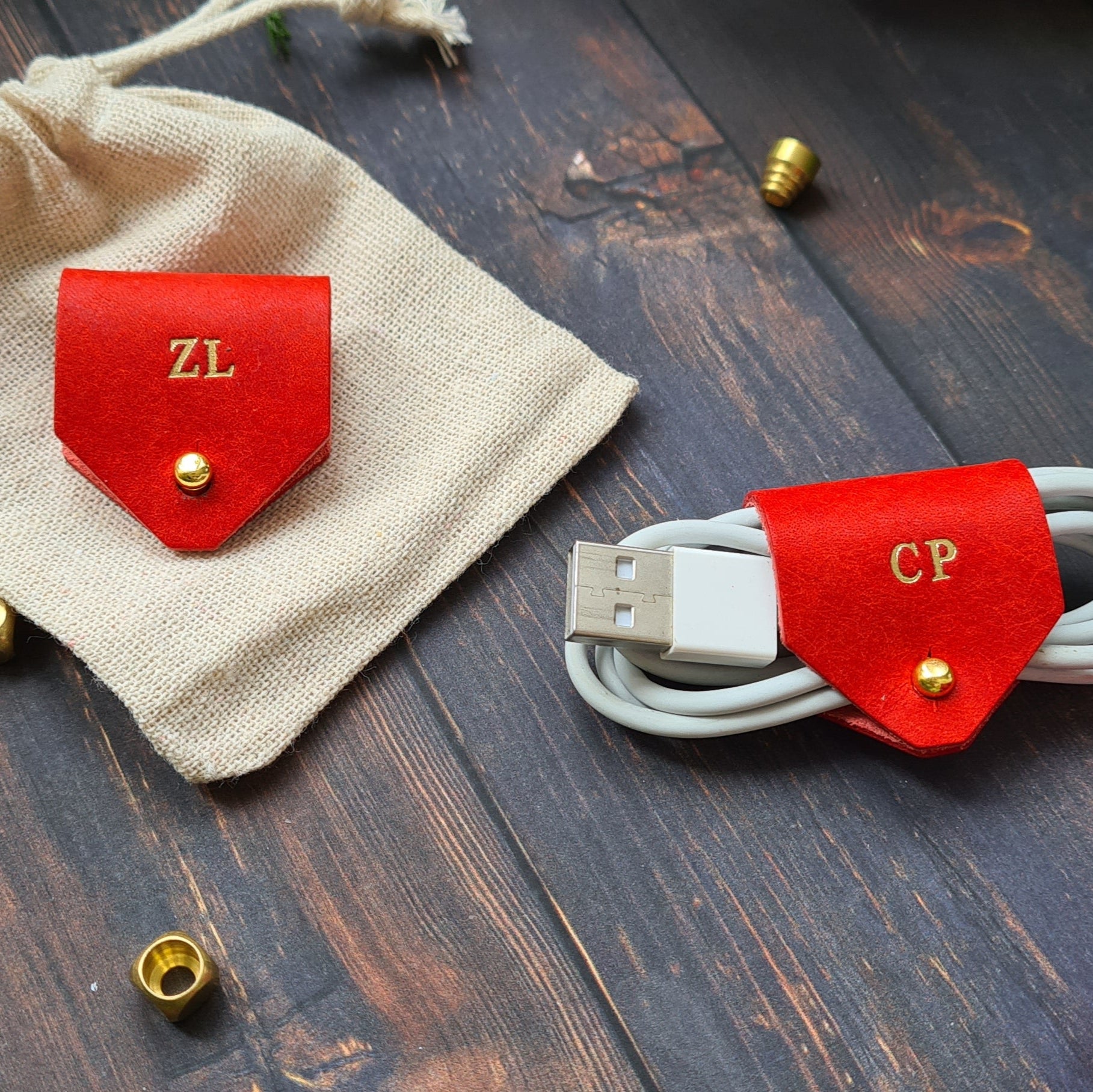 Personalised Leather Cable Organizer