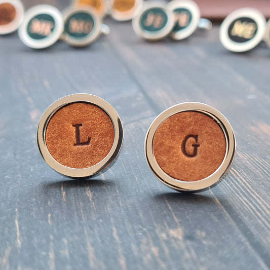 Leather cufflinks